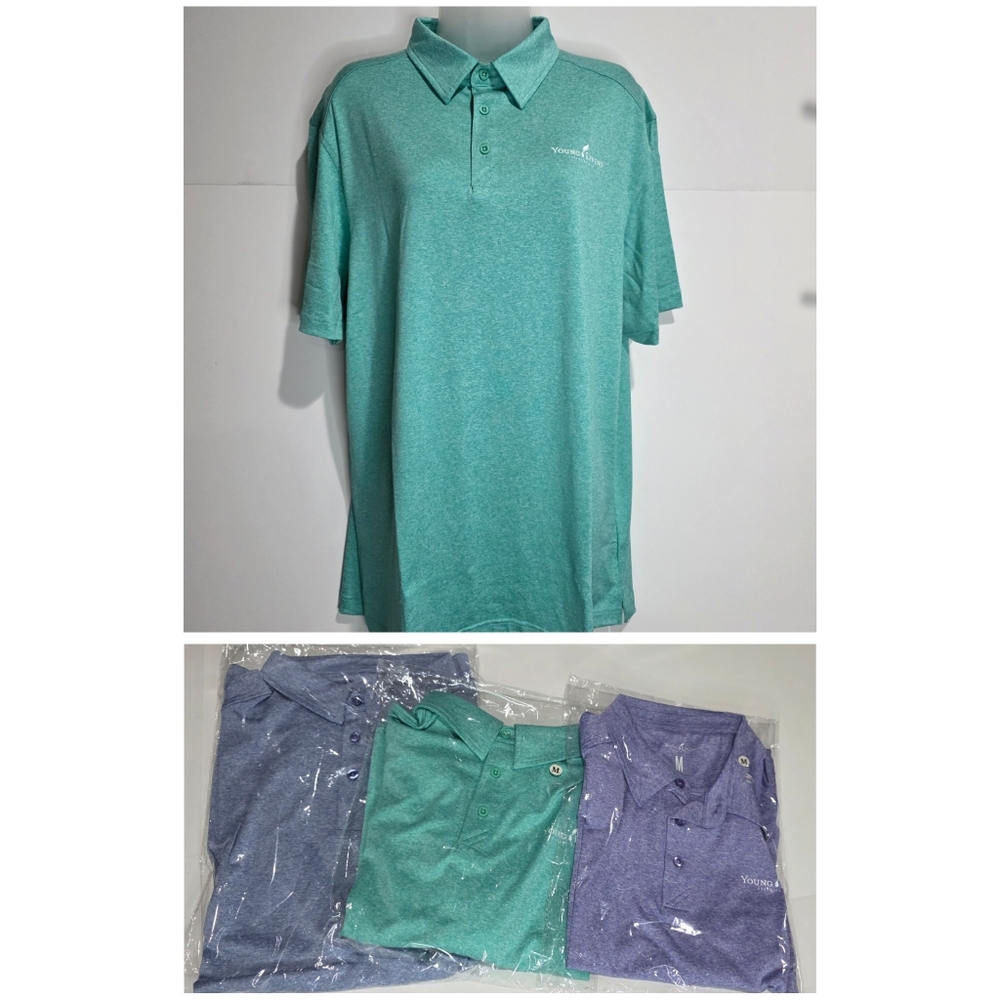 3 Young Living  Blue /Green /Purple Button Polos Men M - Medium - New